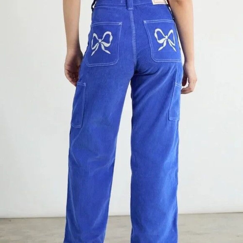 Lisa Says Gah women Cobalt Bow Dylan Corduroy Jean Pant Plus Sze 20 x 28" inseam